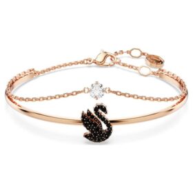 Swan-armband, svart, roséguldpläterat