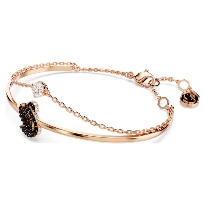 Swan-armband, svart, roséguldpläterat Swan-armband, svart, roséguldpläterat
