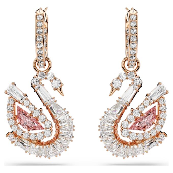 Swan Drop-örhängen Pavé, Svan, Rosa Swan Drop-örhängen Pavé, Svan, Rosa