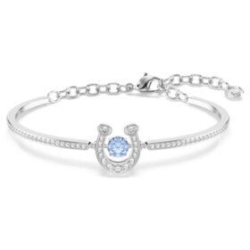 Symbolica armband, rundslipad, pavé, hästsko, blå, rodiumpläterat
