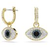 Symbolica droppörhängen Evil Eye, blå, guldpläterade