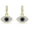 Symbolica droppörhängen Evil Eye, blå, guldpläterade