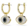 Symbolica droppörhängen Evil Eye, blå, guldpläterade