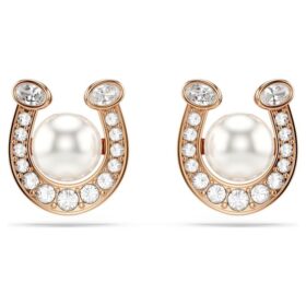 Symbolica örhängen med kristallpärla, pavé, hästsko, vit, roséguldpläterad Symbolica örhängen med kristallpärla, pavé, hästsko, vit, roséguldpläterad