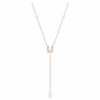 Symbolica Y-halsband med kristallpärlor, pavé, hästsko, vitt, roséguldpläterat