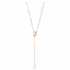 Symbolica Y-halsband med kristallpärlor, pavé, hästsko, vitt, roséguldpläterat