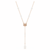 Symbolica Y-halsband med kristallpärlor, pavé, hästsko, vitt, roséguldpläterat