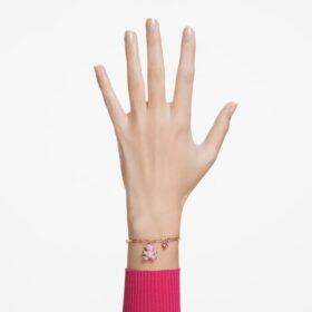 Teddy-armband med björn, rosa, roséguldpläterat