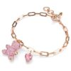 Teddy-armband med björn, rosa, roséguldpläterat