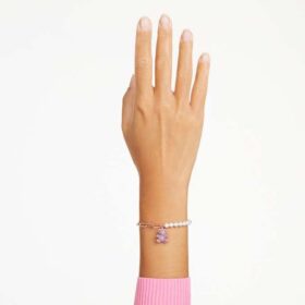 Teddy-armband med kristallpärla, björn, rosa, roséguldpläterat