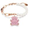 Teddy-armband med kristallpärla, björn, rosa, roséguldpläterat