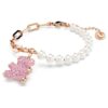 Teddy-armband med kristallpärla, björn, rosa, roséguldpläterat