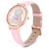 Teddy-klocka, tillverkad i Schweiz, läderarmband, rosa, roséguldtonad yta