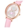 Teddy-klocka, tillverkad i Schweiz, läderarmband, rosa, roséguldtonad yta