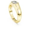Åttkantig ring med laboratorieframställda diamanter, totalt 1,0 karat, åttkantig form, 14K gult guld