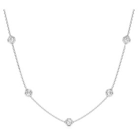 Åttkantigt halsband med laboratorieframställda diamanter, totalt 0,7 karat, rund form, sterlingsilver