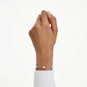 Una Angelic-armband med rundslipade, dubbelsidiga motiv, vitt, rodiumpläterat