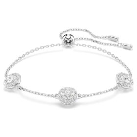 Una Angelic-armband med rundslipade, dubbelsidiga motiv, vitt, rodiumpläterat