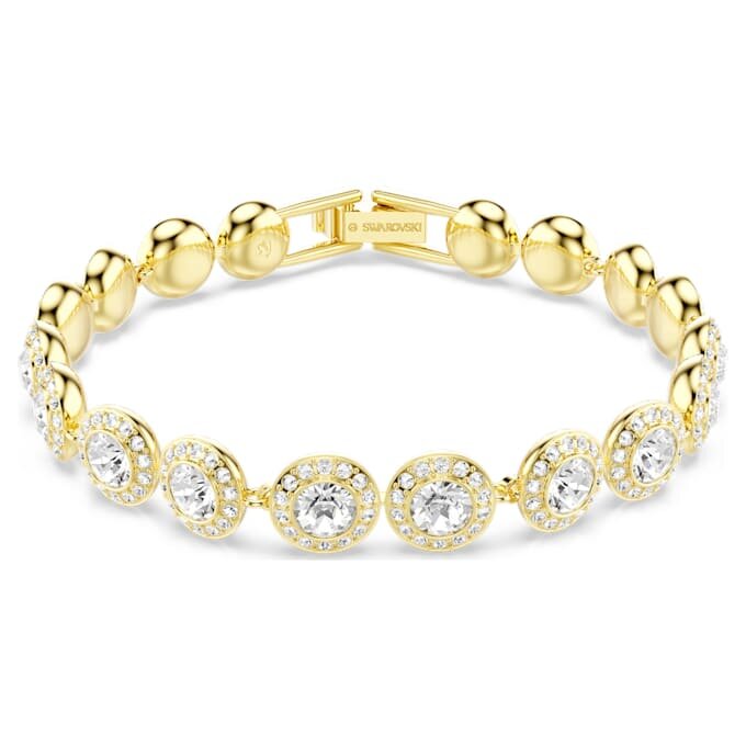 Una Angelic-armband, rundslipade, pavé, medium, vitt, guldpläterat Una Angelic-armband, rundslipade, pavé, medium, vitt, guldpläterat