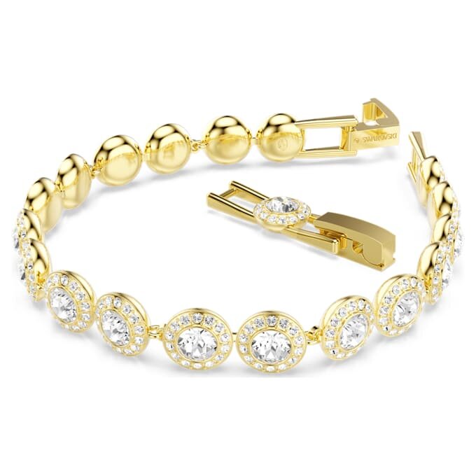 Una Angelic-armband, rundslipade, pavé, medium, vitt, guldpläterat Una Angelic-armband, rundslipade, pavé, medium, vitt, guldpläterat