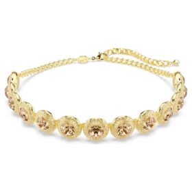 Una Angelic Choker, rundslipad, karamellfärgad, guldpläterad