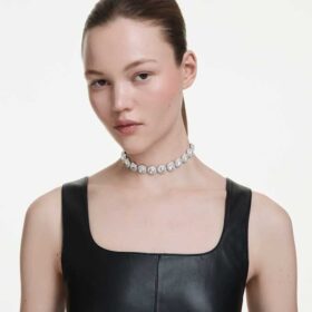 Una Angelic Choker Vit, rodiumpläterad
