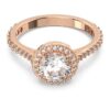 Una Angelic cocktailring, rundslipad, pavé, vit, roséguldpläterad