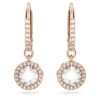 Una Angelic Drop-örhängen, rundslipade, pavé, vita, roséguldpläterade