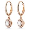 Una Angelic Drop-örhängen, rundslipade, pavé, vita, roséguldpläterade