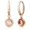 Una Angelic Drop-örhängen, rundslipade, pavé, vita, roséguldpläterade