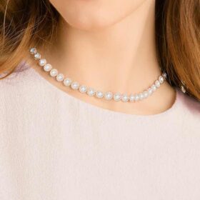 Una Angelic-halsband, rund slipning, medium, vitt, roséguldpläterat Una Angelic-halsband, rund slipning, medium, vitt, roséguldpläterat