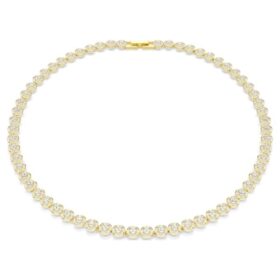 Una Angelic-halsband, rundslipad, liten, vit, guldpläterad Una Angelic-halsband, rundslipad, liten, vit, guldpläterad