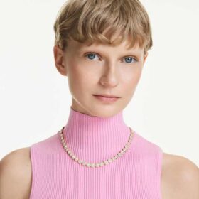 Una Angelic-halsband, rundslipad, vit, guldpläterad Una Angelic-halsband, rundslipad, vit, guldpläterad