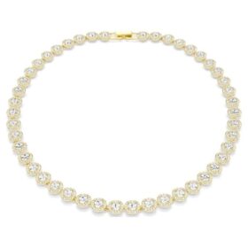 Una Angelic-halsband, rundslipad, vit, guldpläterad Una Angelic-halsband, rundslipad, vit, guldpläterad