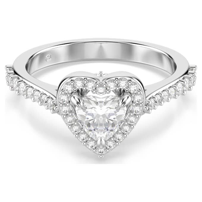 Una Angelic-ring med blandade slipningar, hjärta, vit, rodiumpläterad Una Angelic-ring med blandade slipningar, hjärta, vit, rodiumpläterad