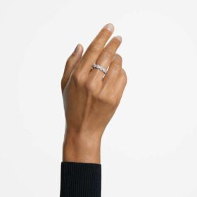 Una Angelic-ring, rundslipad, vit, rodiumpläterad