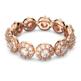 Una Angelic-ring, rundslipad, vit, roséguldpläterad