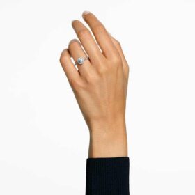 Una Angelic-ring, rundslipad, vit, silverfärgad yta