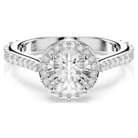 Una Angelic-ring, rundslipad, vit, silverfärgad yta