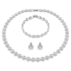 Una Angelic Set (3), rundslipad, vit, rodiumpläterad