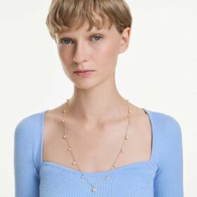 Una Angelic Strandage Crystal Pearl, rundslipad, vit, guldpläterad