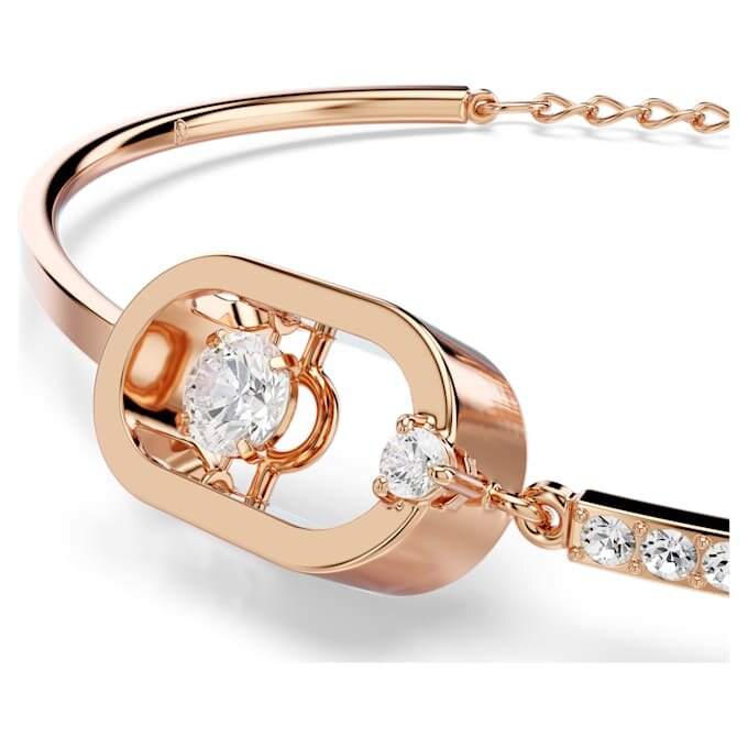 Una-armband, rundslipad, oval form, vit, roséguldpläterad Una-armband, rundslipad, oval form, vit, roséguldpläterad