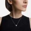 Una-halsband, rundslipad, vit, rodiumpläterad