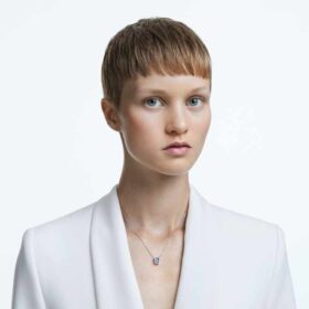 Una-halsband, åttkantig slipning, blå, rodiumpläterat