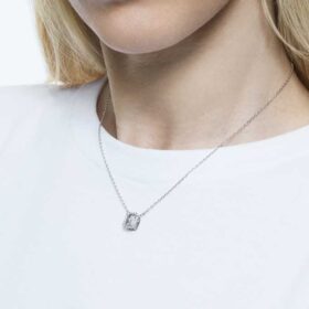 Una-hänge med åttkantig slipning, vitt, rodiumpläterat
